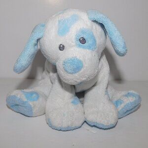 2009 Ty Pluffies Pups Blue White Puppy Dog 9"Stuffed Plush beanie Toy Lovey